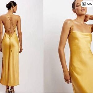 Meshki yellow / gold Satin Slip Dress